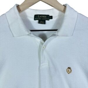 Lauren Ralph Lauren Mens‎ White Classic Fit Polo Shirt Size Large RLL Cotton